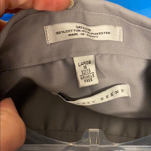 Geoffrey Beene Sateen LS dress shirt Sz L 16 32/33 - Picture 4 of 4